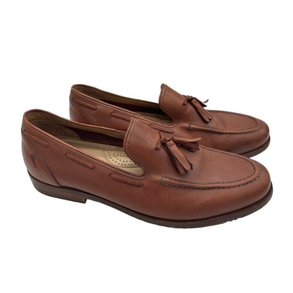 Tommy Bahama Filip Loafers Men's Size 11 M Cognac Brown Leather Tassel Shoes